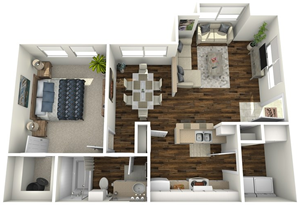 A1 - One Bedroom / One Bath - 700 Sq. Ft.*